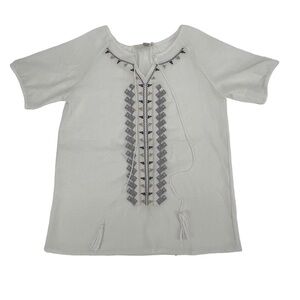 Studio West Apparel White Embroidered Short Sleeve Blouse Size Small Women’s